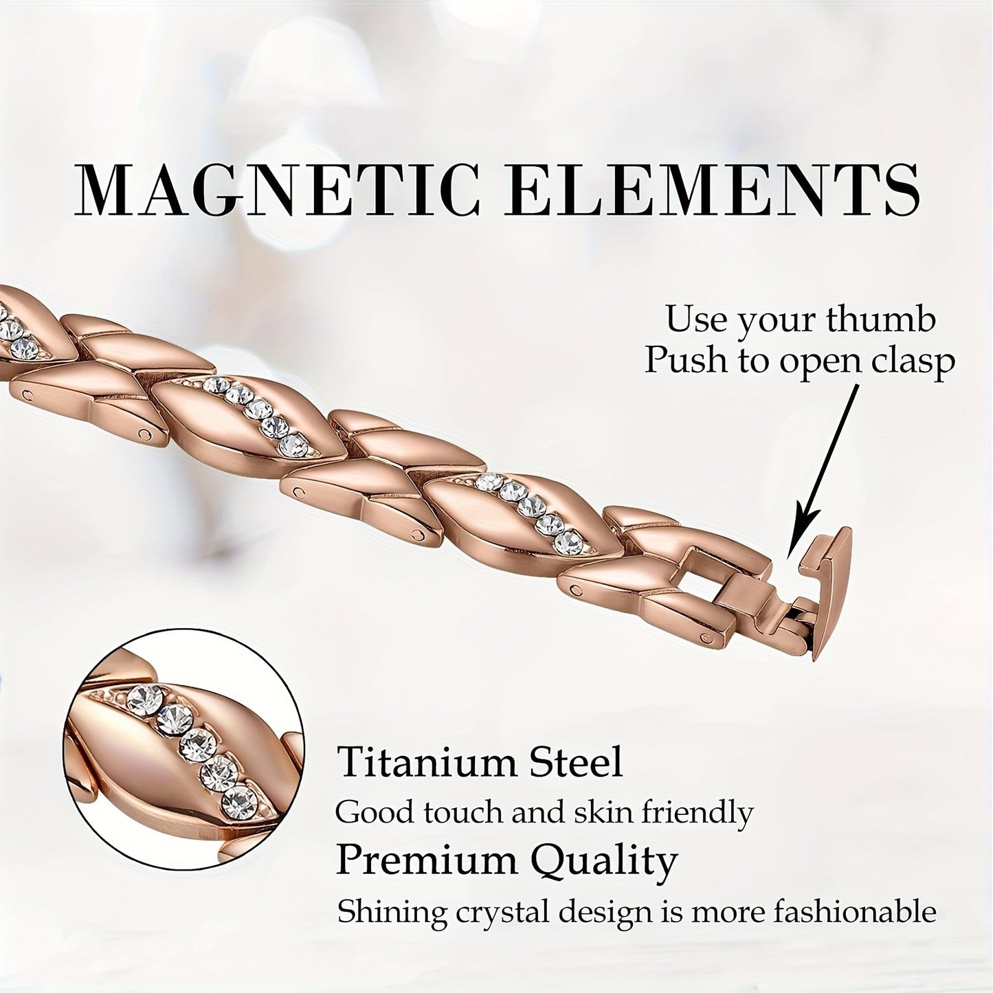 1-piece Women's Titanium Steel Magnetic Bracelet, Adjustable Length with Sizing Tool included, Stylish and Fashionable Design, Ideal Christmas Gift, Suitable for Everyday Wear in any season.