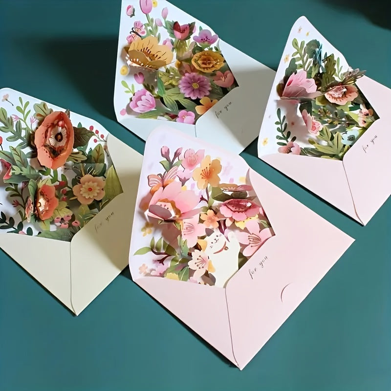 1 Flower Style Greeting Card with Envelope, Creative 3D design for Eid Al-Adha Mubarak