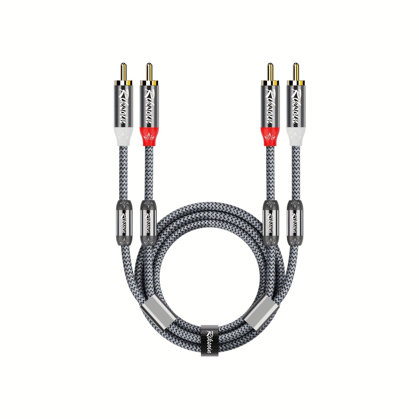 RIKSOIN High-Fidelity Audio Cable with Double Magnetic Rings: 2RCA Male to 2RCA Male Stereo Audio Cable for Home Theater, HD TV, Amplifiers, Hi-Fi Systems, Speakers, with Anti-Interference