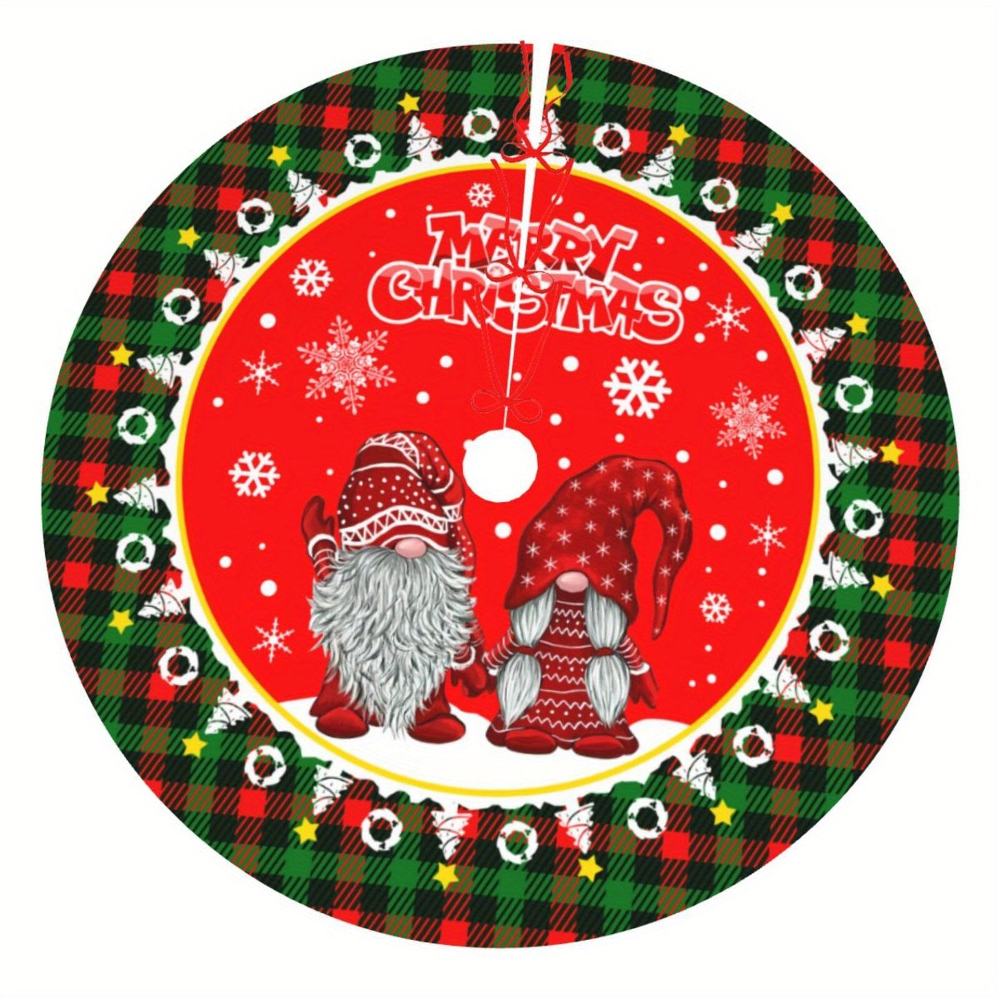 Festive Santa Claus snowflake Christmas tree skirt - Ideal for holiday parties and home decor.