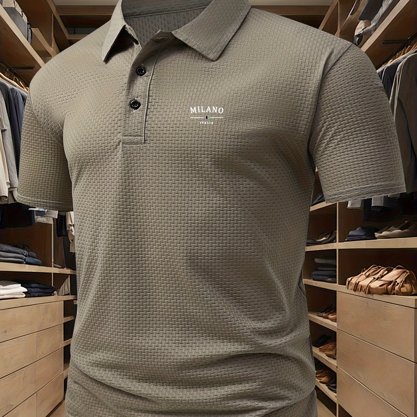 Men's short sleeve golf shirt by Milano Print, perfect for both tennis training and business casual wear. Ideal for summer and outdoor activities.