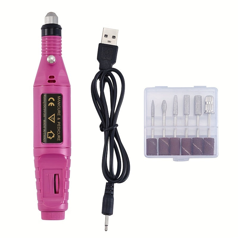 USB-Powered Nail Drill Kit for Professional Use with Hypoallergenic Bits and Accessories for Manicure, Pedicure, and Foot Care.