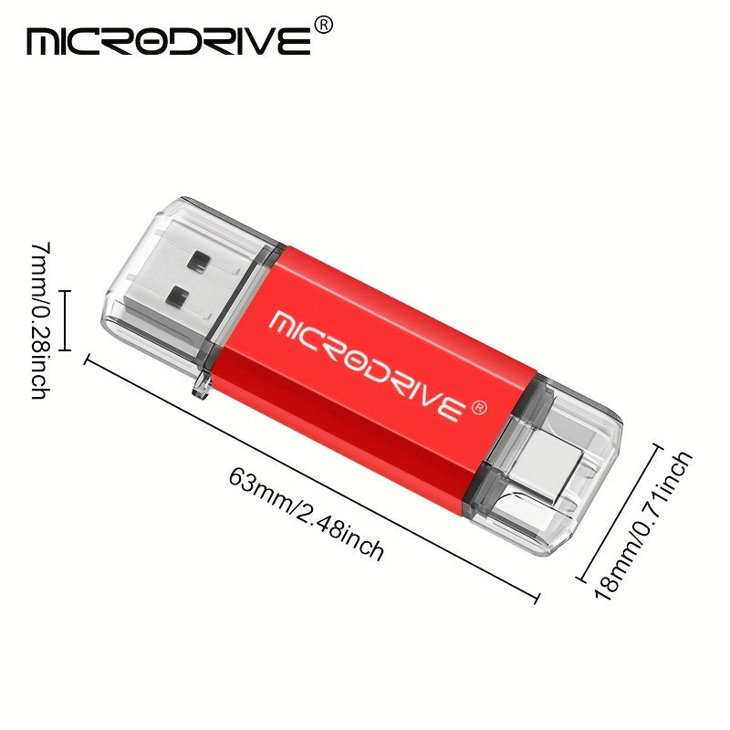 High-speed USB Type-C Microdrive available in 32GB, 64GB, and 128GB sizes.