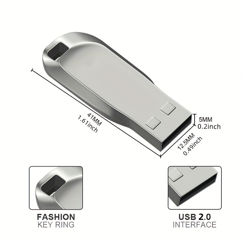 Fashionable high-speed metal USB 2.0 flash drive for secure data storage in multiple sizes (8GB, 90GB, 100GB, 110GB). Ideal for PC, laptops, and tablets.