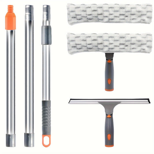 Extendable Window Cleaning Set with Squeegee and Pads for Glass and Outdoor Surfaces - Cleaning Supplies and Tool