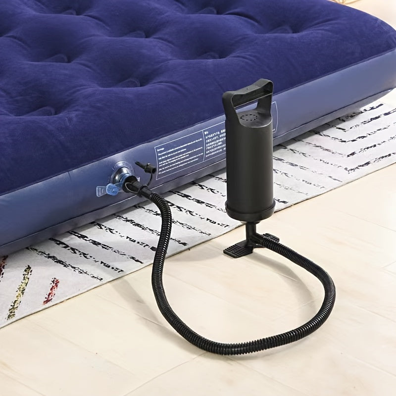 Black Portable Manual Air Pump with 3 Adapter Sizes - Perfect for Inflating Beds, Pool Toys, Balloons, and Boats