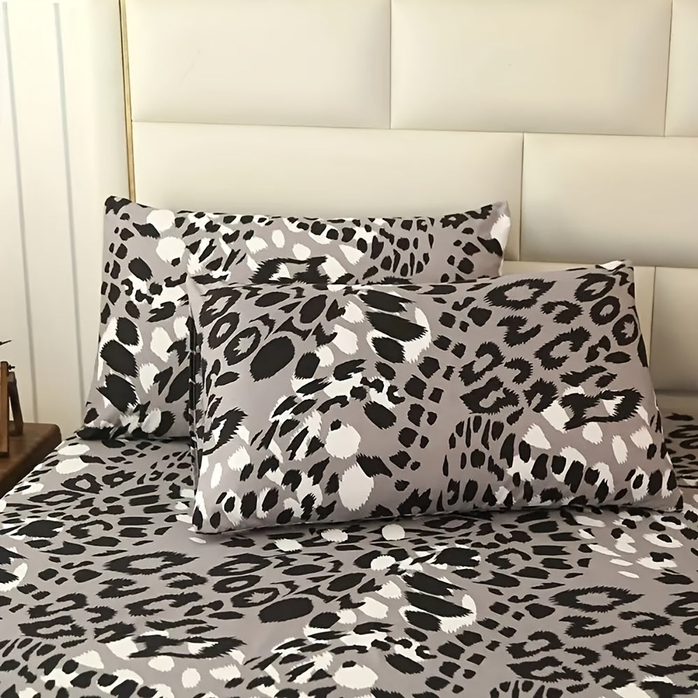 2 ta Leopard Print Yostiq Qopqog'i, Polyesterdan, Yumshoq Qoplangan Matodan, Mashinada Oson Tozalash, Yotoqxona Dekoratsiyasi uchun To'qilgan Tekis Tarmoq Bosma, 100% Polyester Materialdan Yasalgan, Yengil Dizayn 70g dan Kam - [Brand Name] Kiritilgan