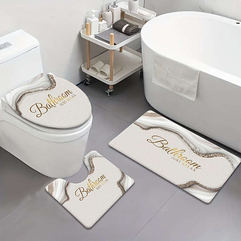 Three-piece Bathroom Set including a Floor Mat, Flannel Toilet Floor Mat, and Bathtub Edge Foot Mat. Additionally, there is an Absorbent Floor Mat for the Bedroom, Living Room, Coffee Table, Balcony, Door, and Printed Floor Mat.