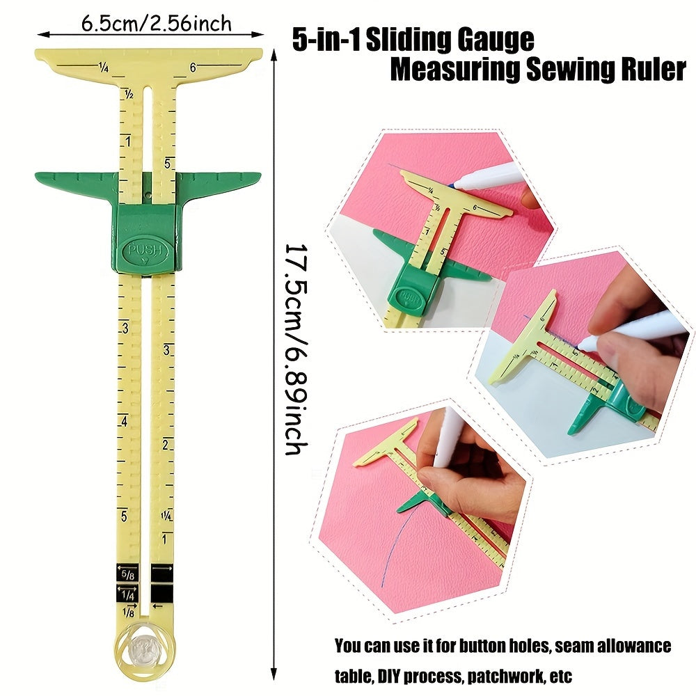 1pc High Quality 5-IN-1 Measuring Sewing Tool for Patchwork and Tailoring, Home Use