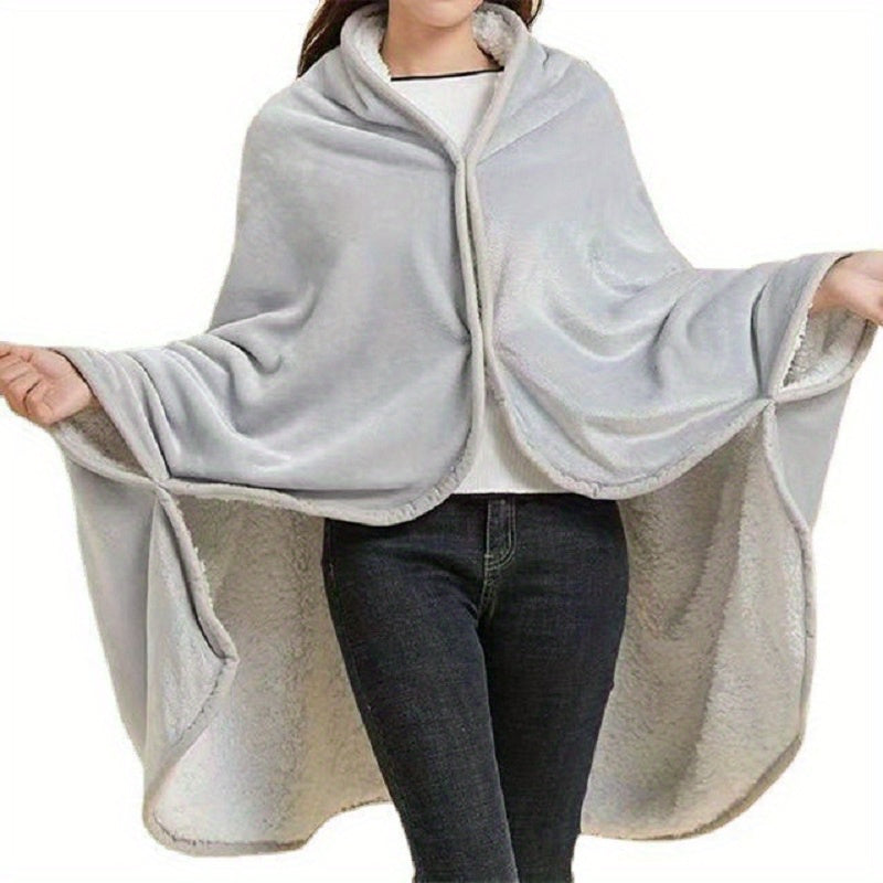 Wearable Blanket: 1 Piece Double Flannel Sherpa Shawl Cover Blanket for Air Conditioning, Nap Time, and Office Use - Multi-functional Blanket for Lazy Days, Covering Waist and Legs