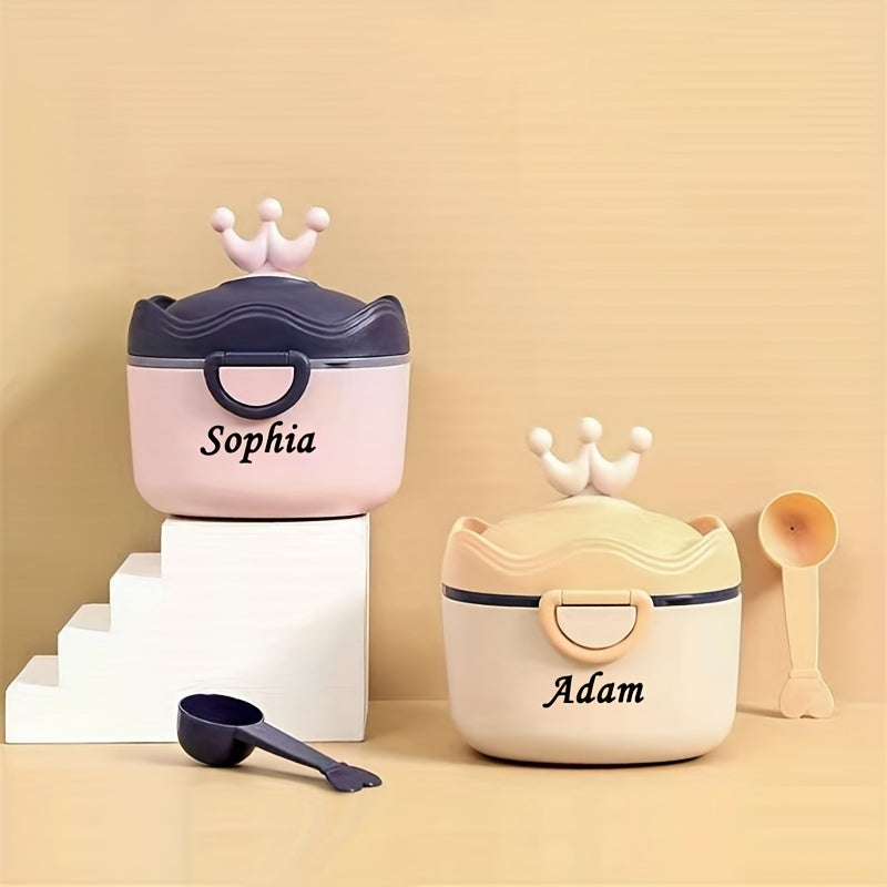 Baby Milk Powder Storage Box personalized with any Name - Essential Portable Milk Powder Box for Baby Travel. Perfect Halloween or Christmas Gift.