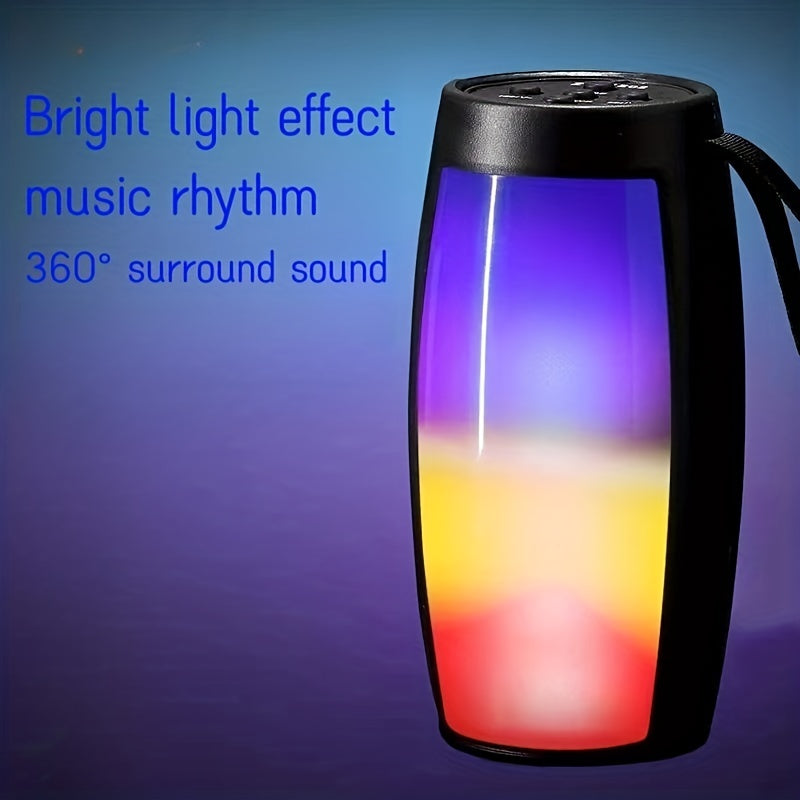 RGB Light BT5.0 Speaker Subwoofer with TWS Pairing, Portable and Wireless with Large Memory, TF Card/AUX/USB support. Includes Colorful Ambient Light and 360° HD Surround Sound, perfect for