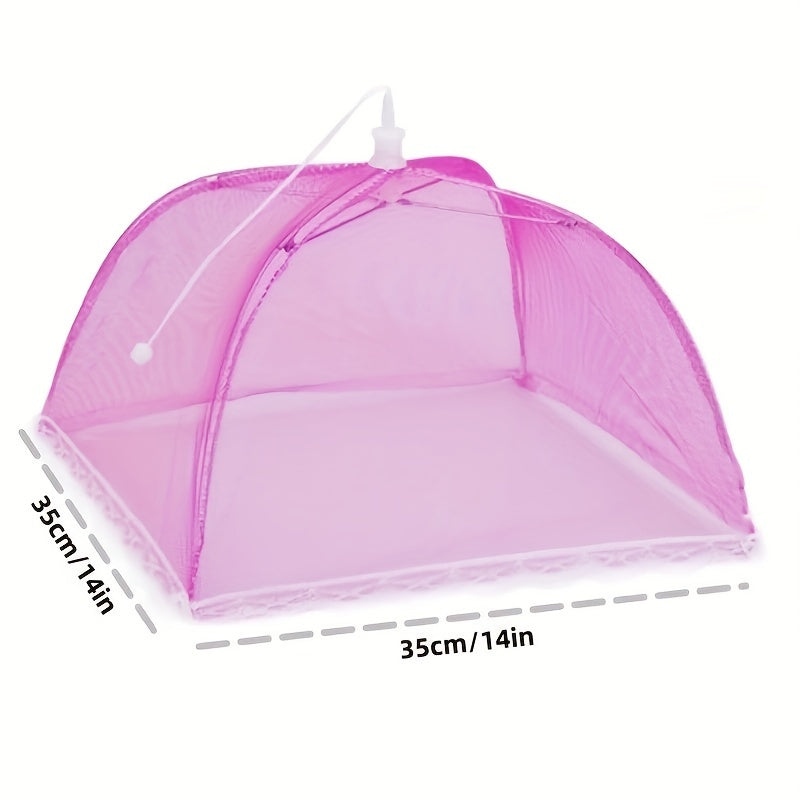 Portable umbrella-style food cover, protects from insects, ideal for home and camping