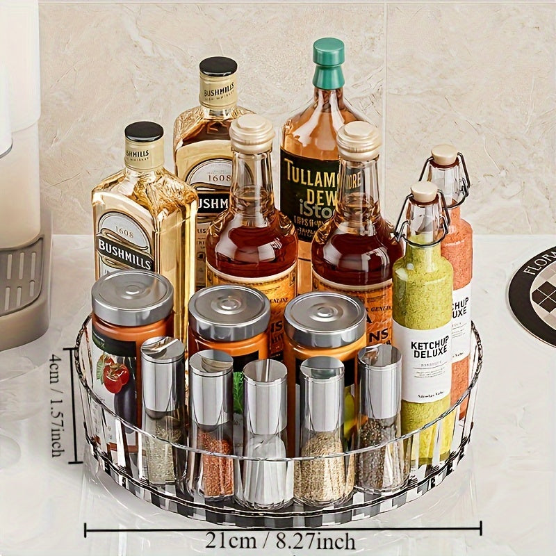 360° rotating spice rack organizer for kitchen, cabinet, fridge, and bathroom - multipurpose storage solution for condiments and seasonings, with storage bins for home organization.