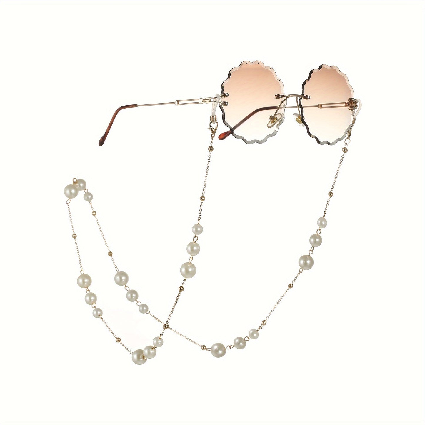 Handmade trendy large pearl chain for sunglasses, fashionable anti-slip glasses chain for men and women's clothing