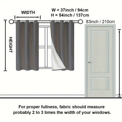 Suhuan Top Curtains, 2PC Set of 100% Blackout Insulation Soundproof Curtains with White Lining, Ideal for Bedroom, Office, Living Room, and Home Decor