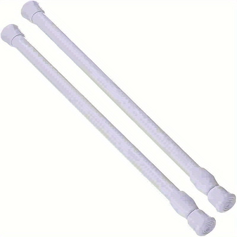 Enhance your home decor with this sophisticated 2-piece set of adjustable metal curtain rods featuring elegant white ends.