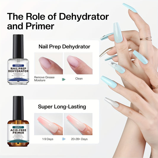 Professional natural nail prep dehydrator and acid-free base coat for acrylic and gel polishes. Ideal for personal nail salons and UV gel applications.