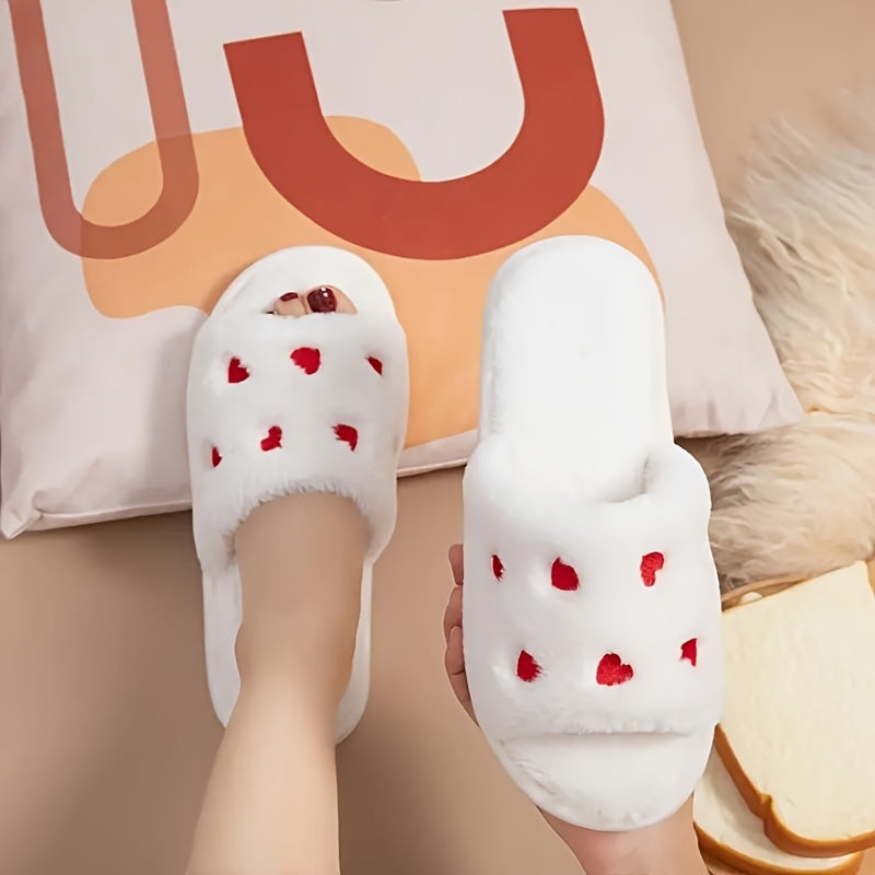 Cozy Open Toe Plush Slippers for Home