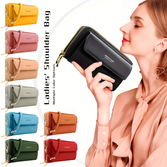 Stylish multifunctional crossbody bag with large capacity, adjustable strap, card holder, and phone pouch. Available in multiple colors.