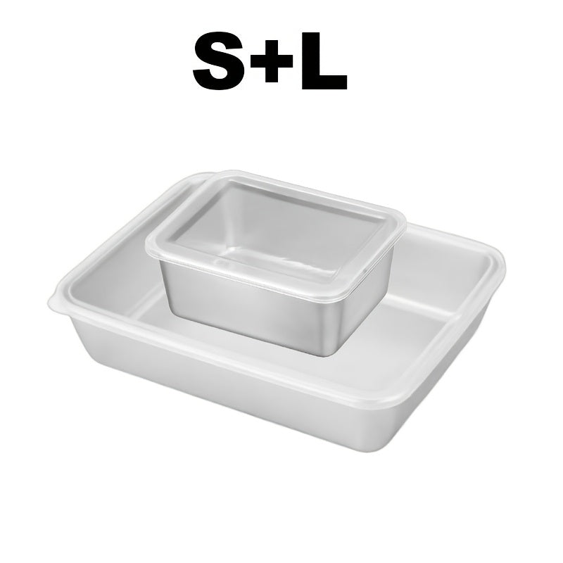 One or two pieces of a household kitchen baking pan made of thickened stainless steel, complete with a lid.