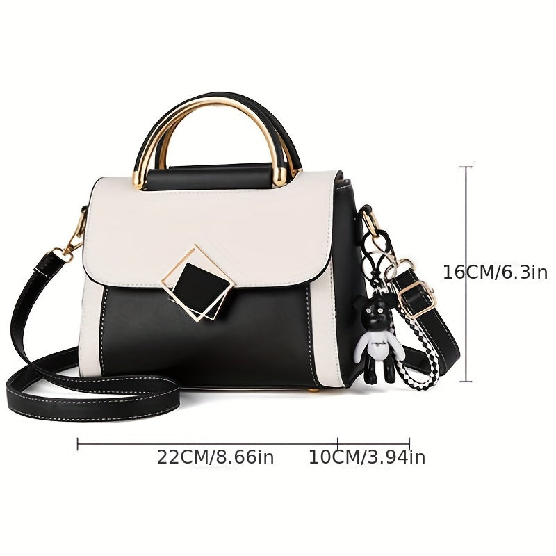 Chic 2023 Korean style messenger bag for women. Lightweight with removable strap, magnetic closure, polyester lining, and edge paint detail. Large capacity.