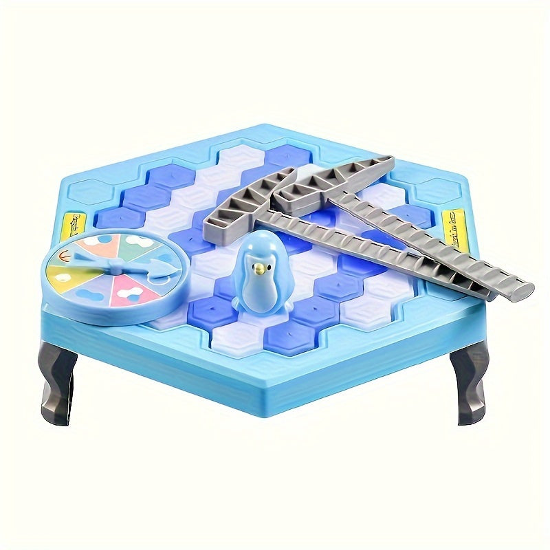 Interactive Penguin Ice Breaker Game - Wall Board Toy for Kids with Knocking and Disassembling Features, in Blue Color