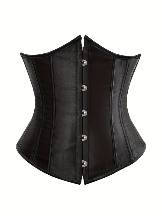 Strapless corset bustier with waist trainer for slimming and shaping women's bodies.