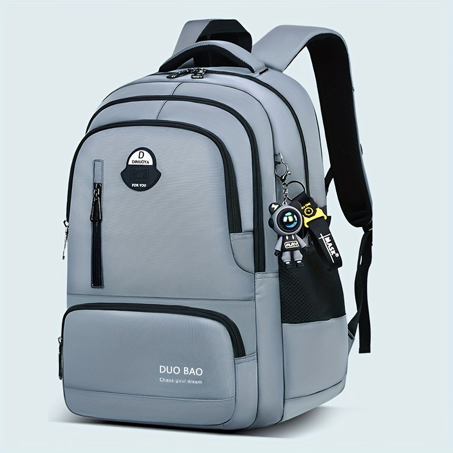 2024 Unisex Casual Backpack - Waterproof, Durable, Large Capacity, with Laptop Compartment, Keychain, Adjustable Straps, Zip Closure, and Black Color