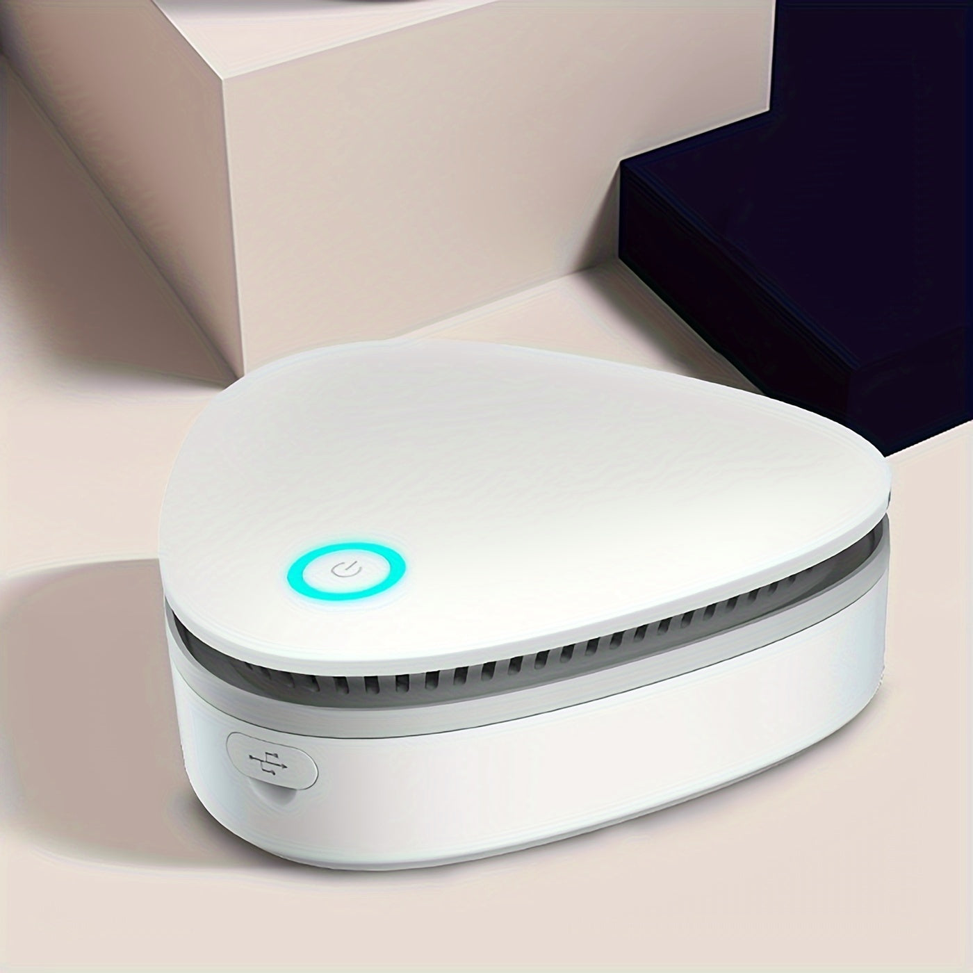 Compact air purifier with rechargeable battery - perfect for home, car, fridge, shoe cabinet & travel.