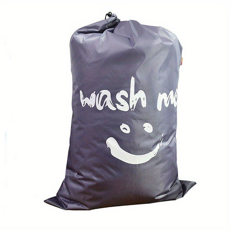 Easily washable travel laundry bag made from durable nylon fabric. Features a cylindrical design with a drawstring closure to keep dirty clothes organized. Conveniently fits in laundry hamper or basket, perfect for on-the-go laundry needs.