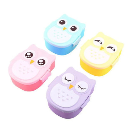 Convenient Lunch Box decorated with a Cartoon Owl, crafted from BPA-free plastic, perfect for Picnics or School, and includes separate compartments for organization.