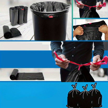 60 black trash bags - an ideal option for households, hotels, and supermarkets, perfect for disposing of leaves and waste.