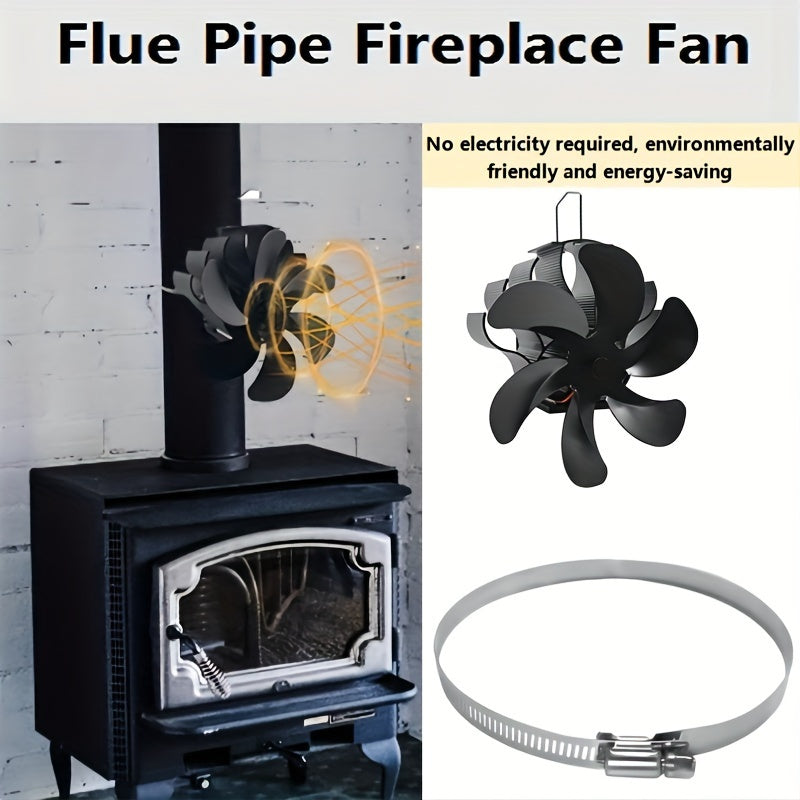 Efficient Heating and Cooling with our High-Quality 6-Blade Heat Powered Wood Stove Fan - Non-Electric, featuring a High-Speed Drum Design.