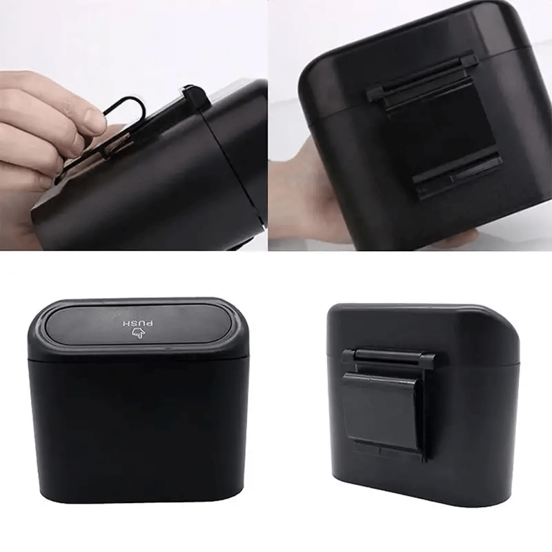 Black Car Trash Bins with Clamshell Lid - Set of 1 or 2, Hanging Side Door Storage Box for Convenient Waste Disposal