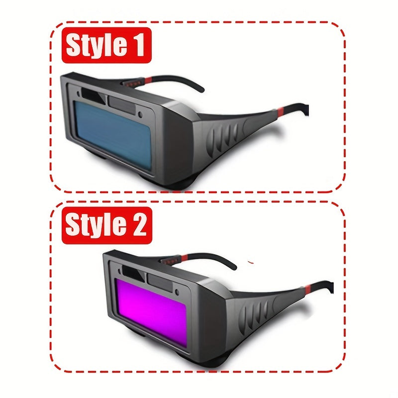 1pc Solar Powered Auto Darkening Welding Goggles for eye protection during welding.