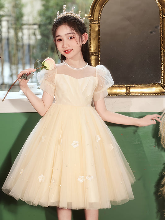 GULULU Girls' Summer Flower Boy Wedding Princess Dress for Children's Day Piano Performance.