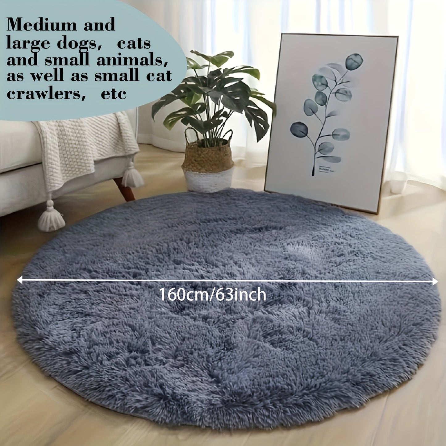 Soft Plush Pet Carpet - Circular, Spacious Rug for Dogs & Cats | Luxurious & Cozy | Water-resistant for Stylish Living Room & Bedroom | 31.5" x 31.5" / 47.2" x 119.89