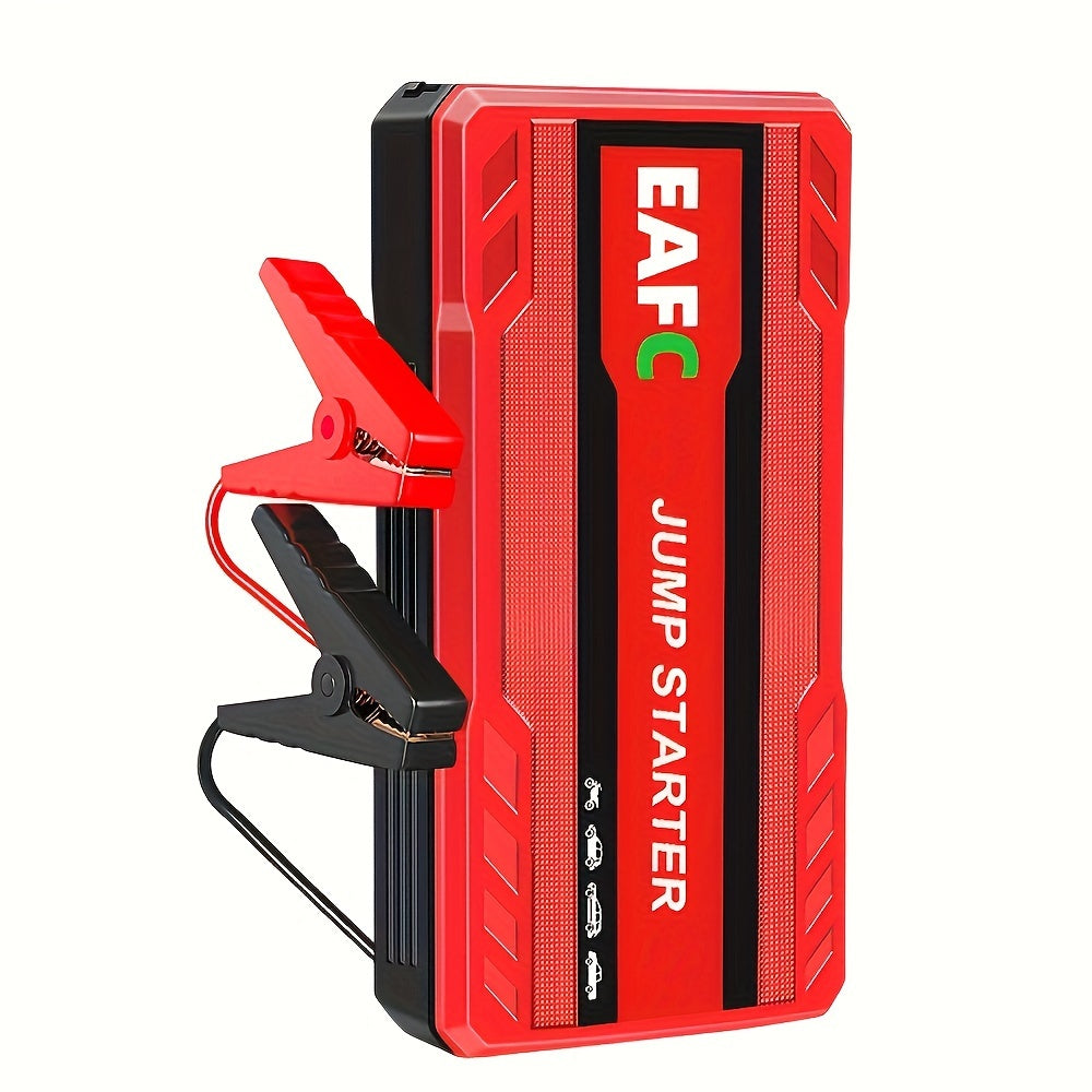 Portable car jump starter with LED light, supports starting gasoline cars up to 3.0L.