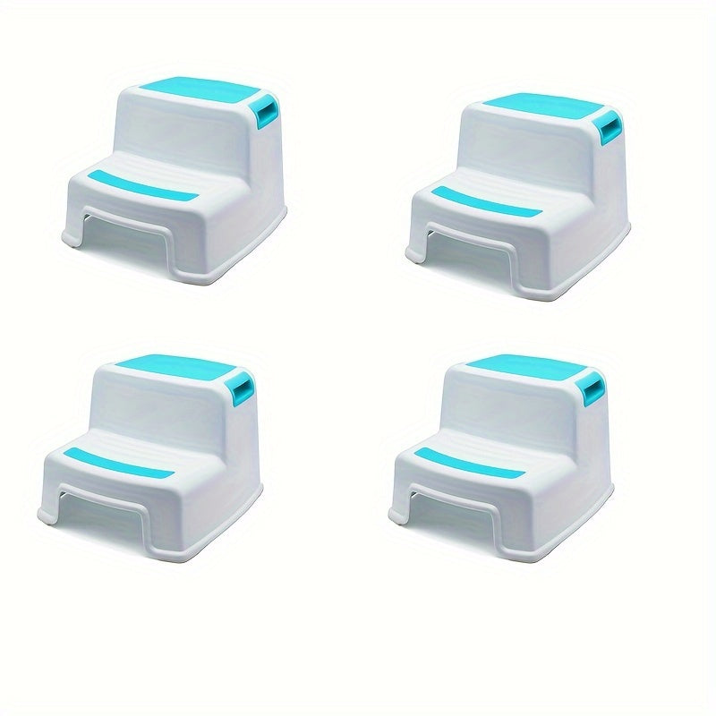 Step stool set made of plastic, perfect for children aged 3-12. Features a non-slip design and is easy to clean.