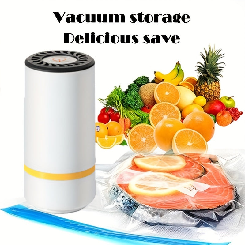 Portable Vacuum Sealer Machine with USB Charging- Includes Reusable Bags, Semi-Automatic Operation, 800mAh Lithium Battery, Perfect for Food Storage, Meal Prep & Sous Vide Cooking- Electric Pump, Compact and Convenient Design- Made with Durable Plastic