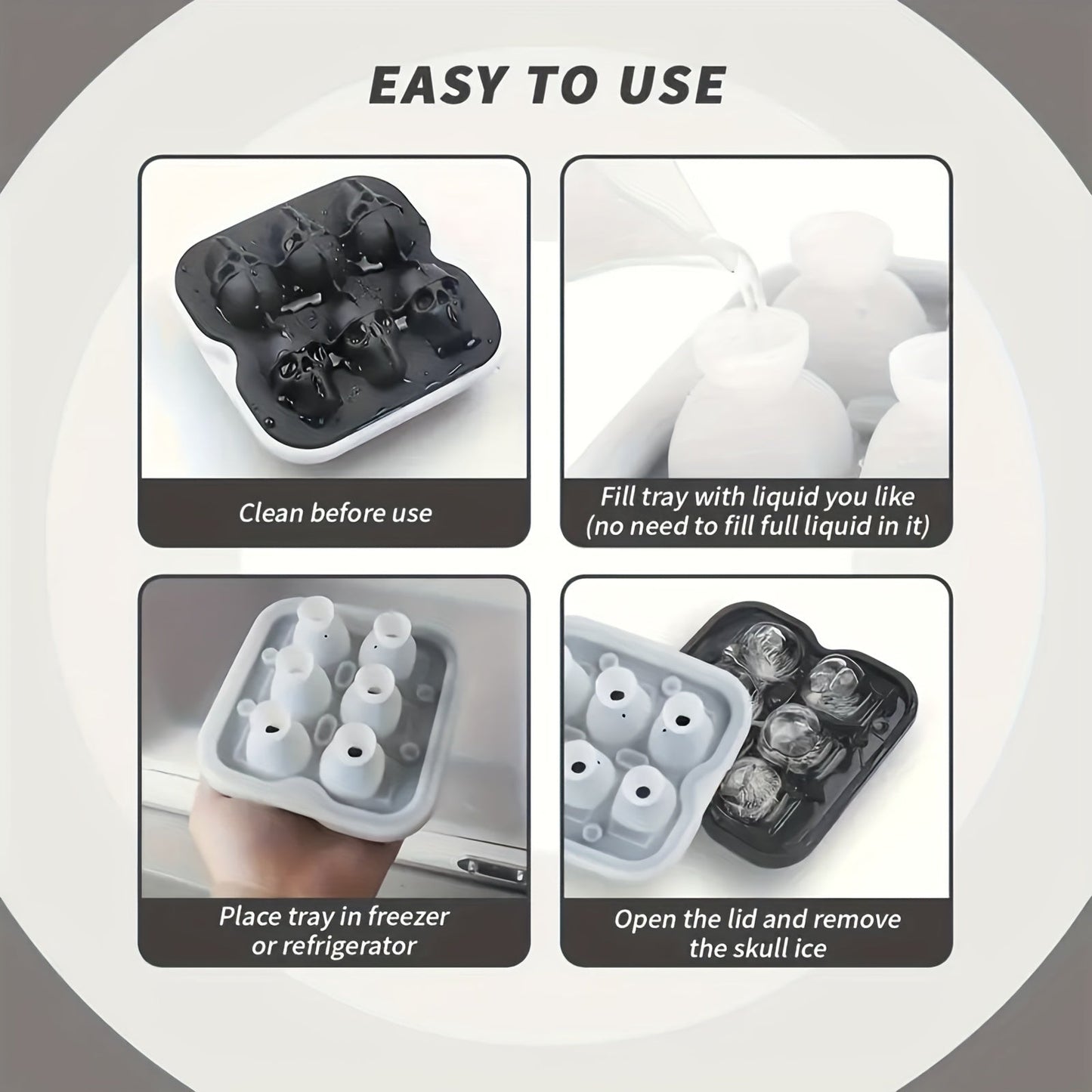 1pc Skull Shaped Silicone Ice Cube Tray - Versatile Mold for Whiskey, Cocktails, Chocolate, and Jello - Easy Release, BPA-Free - Ideal for Holiday Celebrations such as Christmas, Halloween, Easter, and Hanukkah