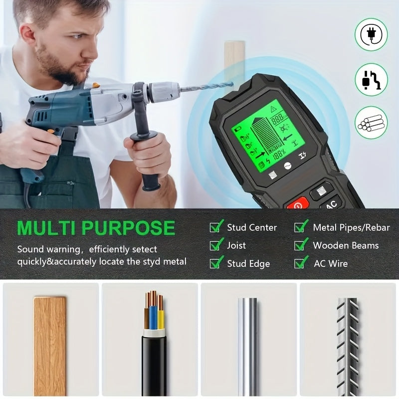 HW-QB6 5-in-1 Wall Scanner detects studs, metal, and live wires.