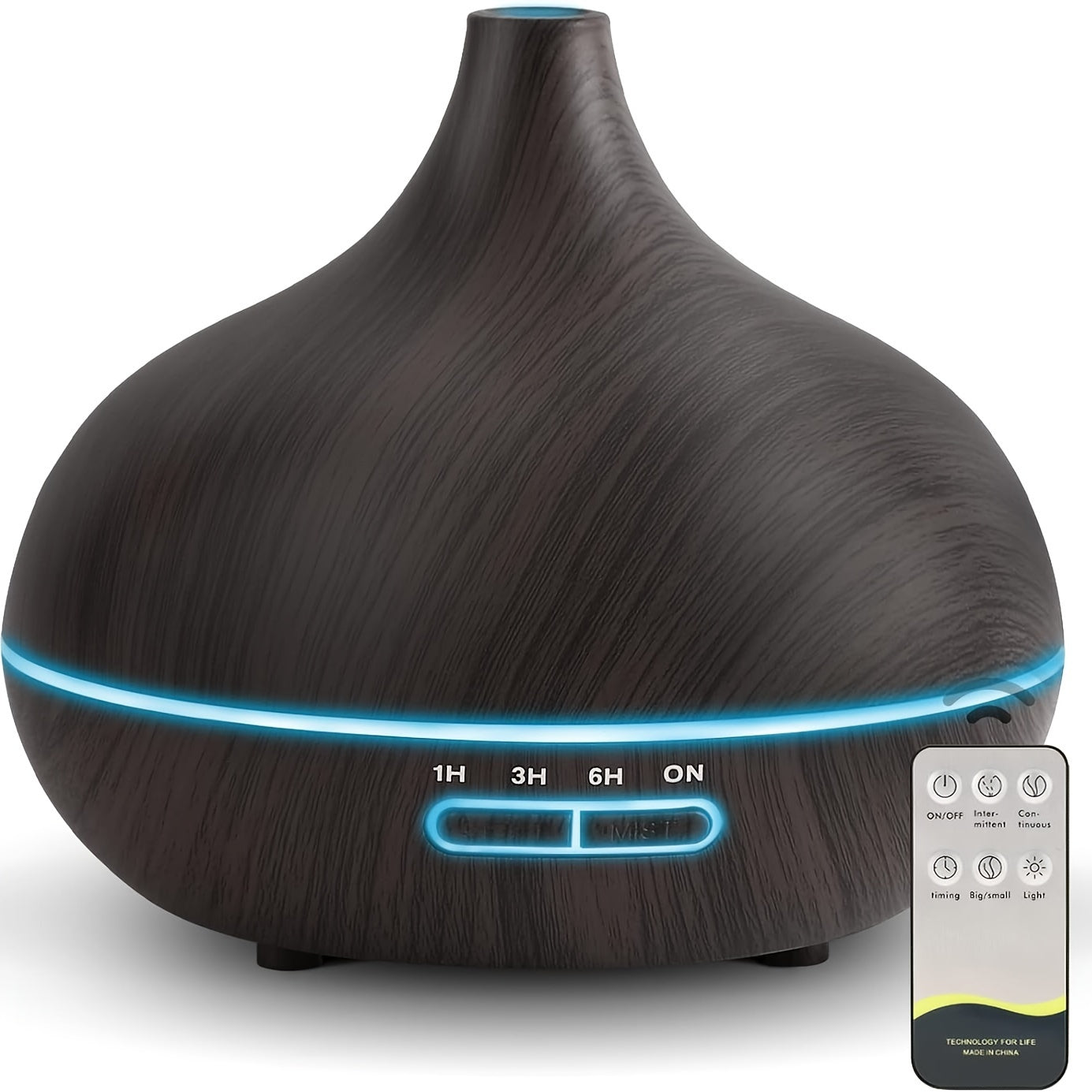 550ml Ultrasonic Essential Oil Diffuser with Remote, USB Powered, Auto-Off Timer, Nightlight, Power Failure Protection, Atomization Mode; for Large Room Home Use.