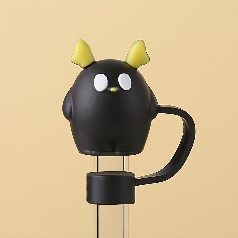 1 piece of a new cartoon straw cap made of food-grade silicone material. This creative straw cover is suitable for 10mm/0.4inch straws and is reusable. It is safe and dustproof, making it perfect for parties as a gift or decoration on party cups.