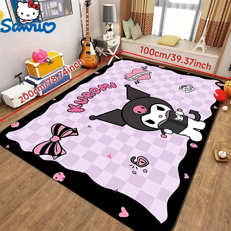 1 кусок ковра Kuromi Sanrio мягкий, нескользящий и прочный, что делает его пригодным для использования в спальне, прихожей или коридоре.