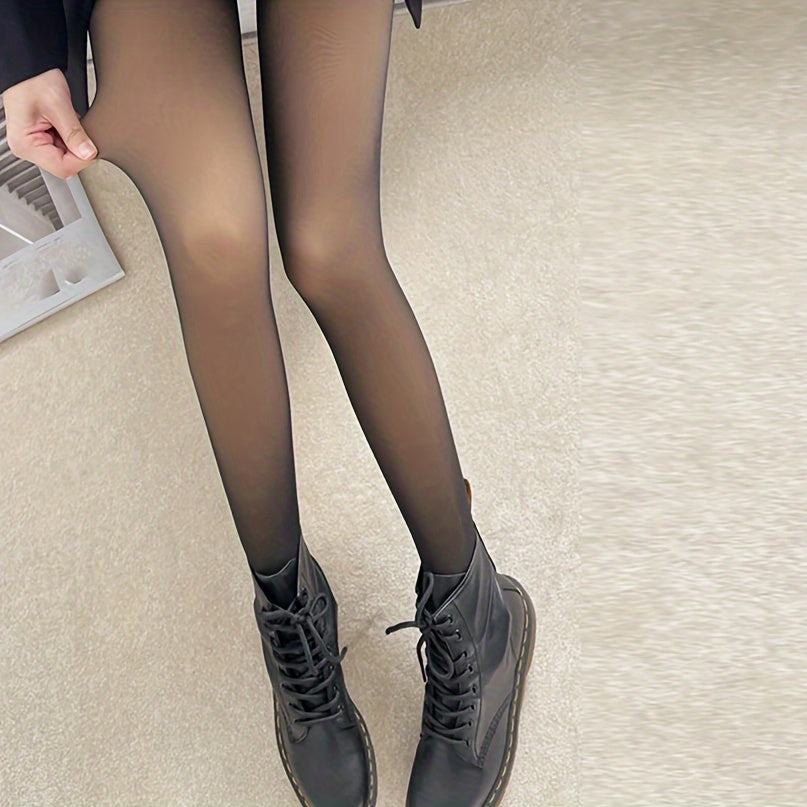 High-waisted black sheer tights made of nylon and spandex, ideal for fall/winter.