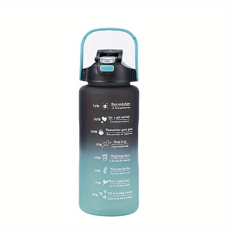 Set of 3 motivational water bottles (2000ml, 800ml, 300ml) with straw, sleeve. Ideal for outdoor activities and birthdays.