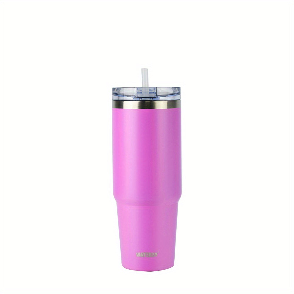 30oz stainless steel popsicle cup with push piece switch cover, straw, and color box packaging.