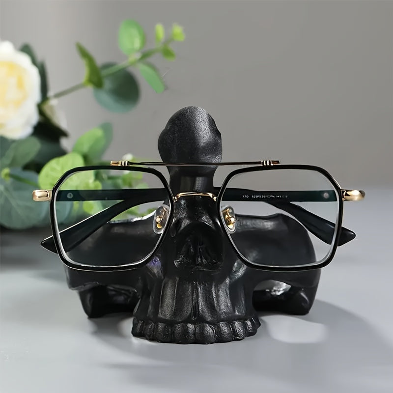 A stylish glasses storage stand made of resin, perfect for organizing and displaying your eyewear collection. This home storage decoration also makes a great gift idea for glasses enthusiasts.